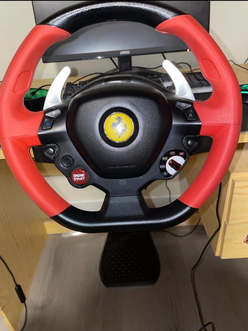 Ferrari Red and Black Racing Steering Wheel with Paddle Shifters